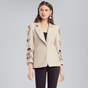 Natori straw mixed media blazer jacket NWT